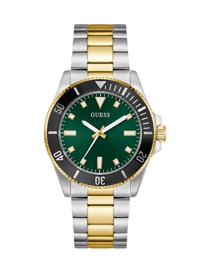 GUESS Cliff Men’s Stainless Steel Two-Tone Watch with Green Dial GW0968G4 - Image 1